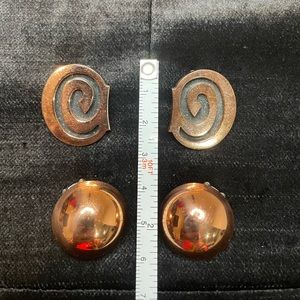 RENOIR Solid Copper Earrings - Vintage Clip-On, Unique pieces